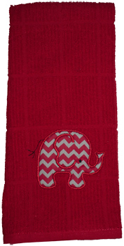 Crimson/Grey Chevron Elephant Crimson Dish Towel